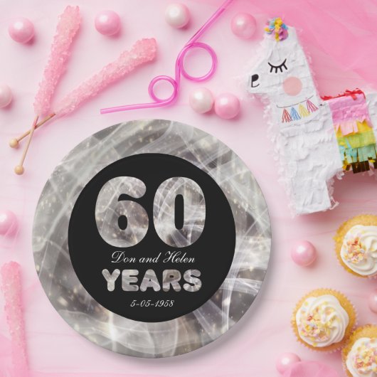 60e Ruitenpartij Jubileum Papieren Bordje (Feest)