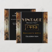 60e Rusty Gold Black Birthday Party Kaart (Voorkant / Achterkant)