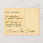 60e Save the Date Verjaardag Goud Zwart Kant Aankondigingskaart (Achterkant)