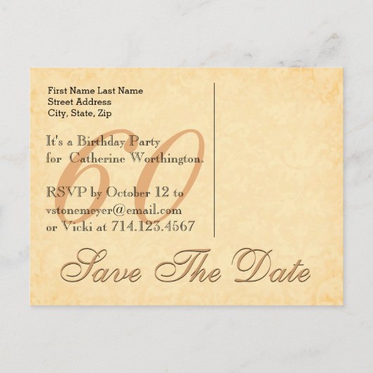 60e Save the Date Verjaardag Gouden kant Chevrons Aankondigingskaart (Achterkant)