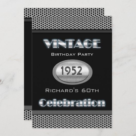 60e Silver Chrome Black 60 Celebration Kaart (Voorkant / Achterkant)