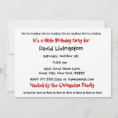 60e Sjabloon van de uitnodiging van de Birthday Pa (Achterkant)