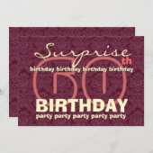 60e SUPRISE Birthday Burgundy en Cream W044B Kaart (Voorkant / Achterkant)