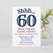 60e Surprise Birthday Invitation Mannen Navy Blue Kaart (Staand voorkant)