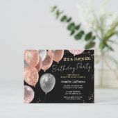 60e Surprise Birthday Party Glitter Balloons Briefkaart (Staand voorkant)