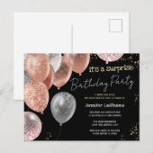 60e Surprise Birthday Party Glitter Balloons Briefkaart (Voorkant / Achterkant)