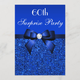 60e Surprise Party Royal Blue Sequins en Bow Kaart