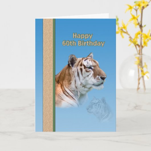 60e Tiger Verjaardag Kaart (Gele Bloem)