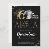 60e Tropical Birthday Gold Invitation met foto Kaart (Voorkant)