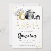 60e Tropical Birthday Gold Invitation met foto Kaart (Voorkant)