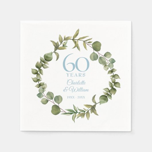 60e trouwdag diamanten bruiloft groenbladerige sli servet (Voorkant)