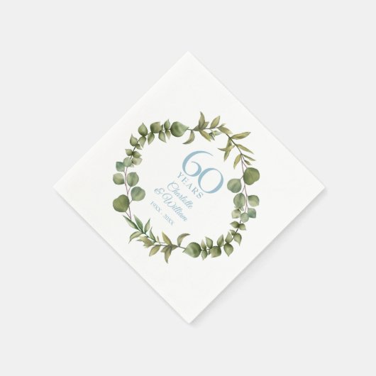 60e trouwdag diamanten bruiloft groenbladerige sli servet (Hoek)