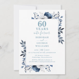 60e trouwdag jubileum groen boeket monogram kaart