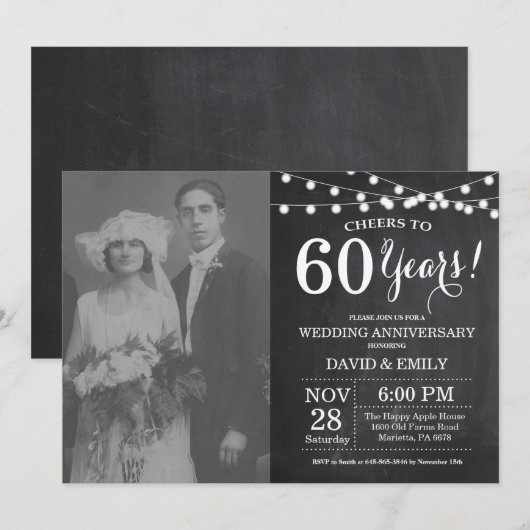 60e trouwdag krijtbord foto kaart (Voorkant / Achterkant)