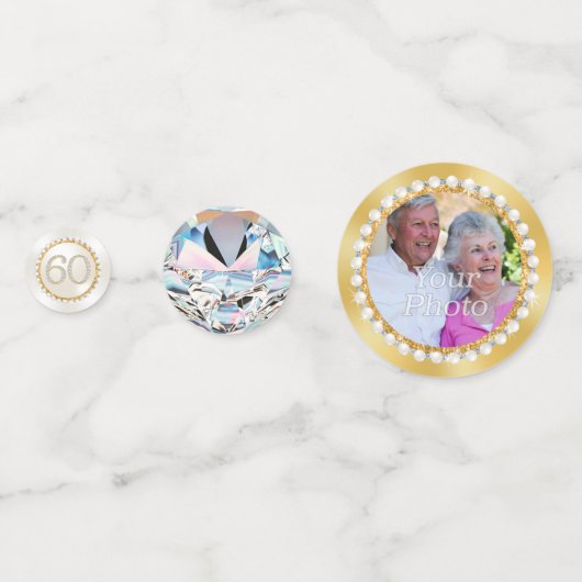 60e trouwdag tafeldecoratie ideeën confetti (Achterkanten)