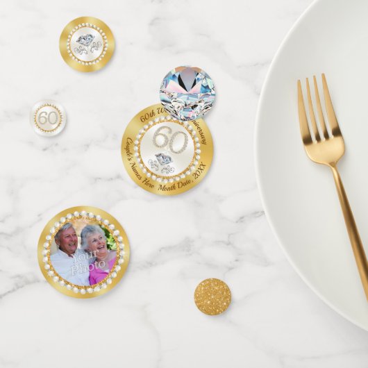 60e trouwdag tafeldecoratie ideeën confetti (Groep)