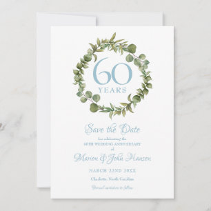60e trouwjubileum groenbladerige bloemenslingers save the date