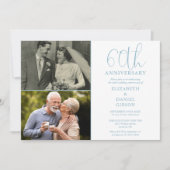 60e trouwjubileum toen en nu 2 foto kaart (Voorkant)