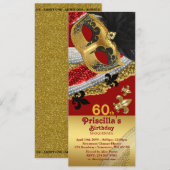 60e Uitnodiging Ticket stijl, Verjaardag Vrouw elk (Voorkant / Achterkant)