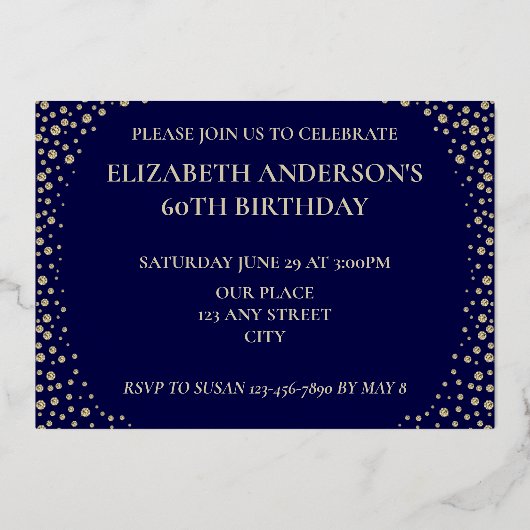 60e uitnodiging tot Folie van de verjaardag van de (Achterkant)