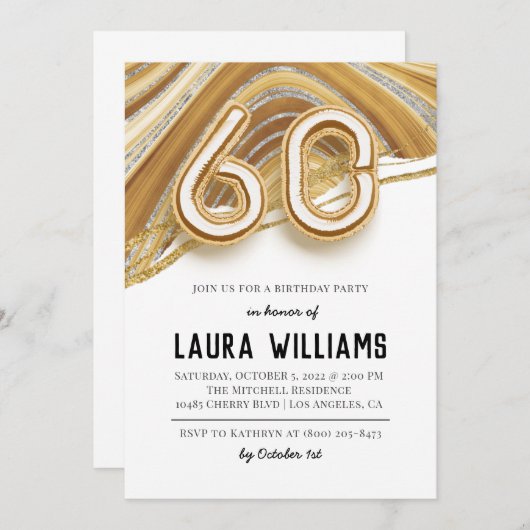 60e uitnodiging van de Birthday Party (Voorkant / Achterkant)