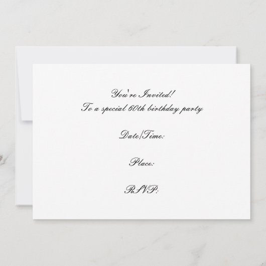 60e uitnodiging van de Birthday Party (Achterkant)