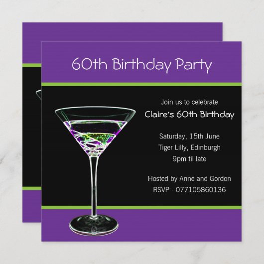 60e uitnodiging van de Birthday Party (Voorkant / Achterkant)