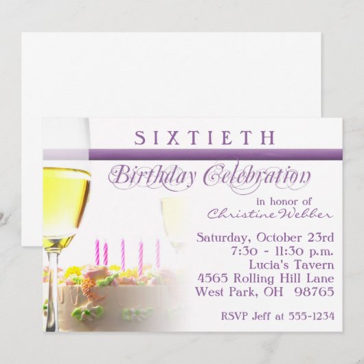 60e uitnodiging van de Birthday Party (Voorkant / Achterkant)
