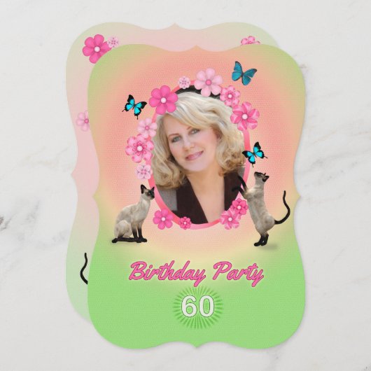 60e uitnodiging van de Birthday Party (Voorkant / Achterkant)