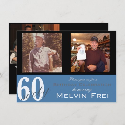 60e uitnodiging van de Birthday Party (Voorkant / Achterkant)