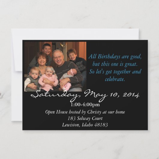 60e uitnodiging van de Birthday Party (Achterkant)