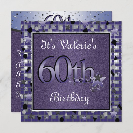 60e uitnodiging van de Birthday Party (Voorkant / Achterkant)