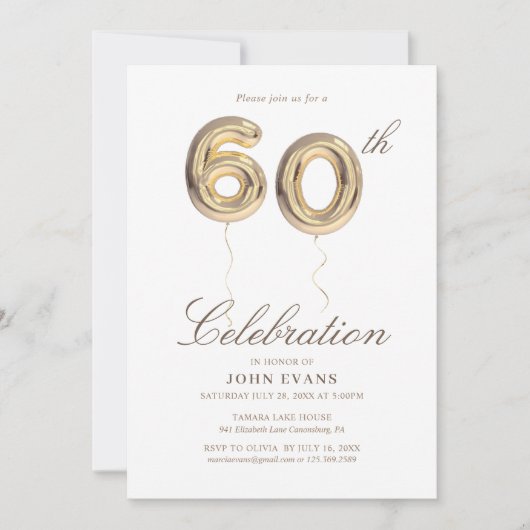 60e uitnodiging van de Birthday Party (Voorkant)