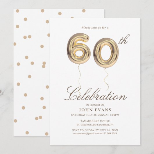 60e uitnodiging van de Birthday Party (Voorkant / Achterkant)