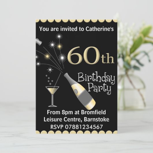 60e uitnodiging van de Birthday Party (Staand voorkant)