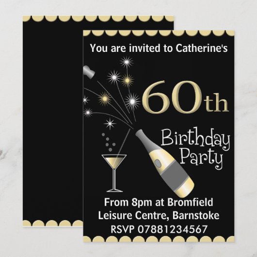 60e uitnodiging van de Birthday Party (Voorkant / Achterkant)