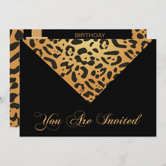 60e uitnodiging van de Birthday Party in Leopard (Voorkant / Achterkant)