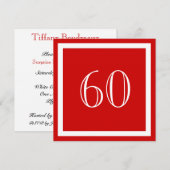 60e uitnodiging van de Birthday Party - Red (Voorkant / Achterkant)