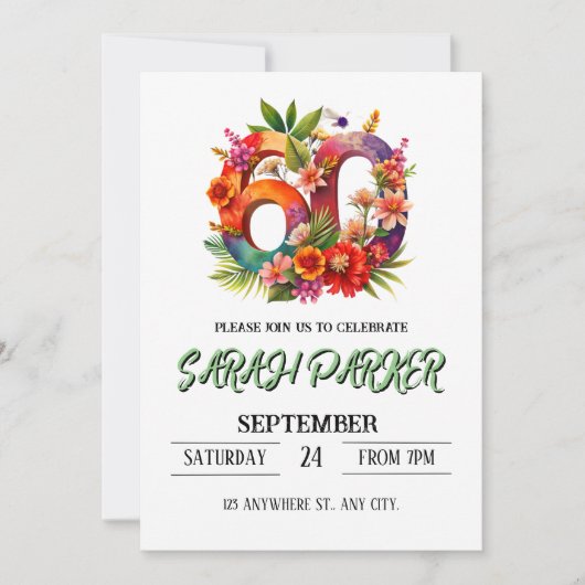 60e uitnodiging van de verjaardag (Voorkant)