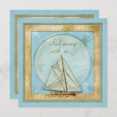 60e uitnodiging van de verjaardag | Nautisch Zeail (Voorkant / Achterkant)