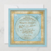 60e uitnodiging van de verjaardag | Nautisch Zeail (Achterkant)