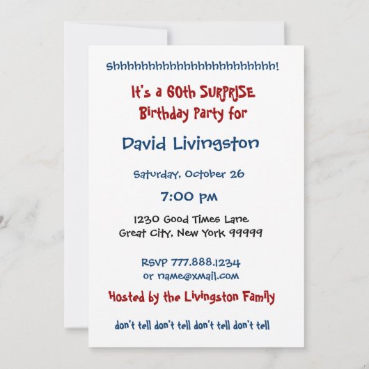 60e URPRISE Birthday Blue Stars Zip Uw Lip Kaart (Achterkant)