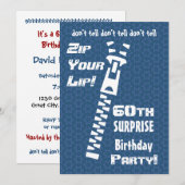 60e URPRISE Birthday Blue Stars Zip Uw Lip Kaart (Voorkant / Achterkant)