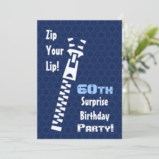 60e URPRISE Birthday Party Blue and White Kaart (Staand voorkant)