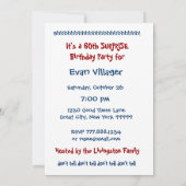 60e URPRISE Birthday Party Blue and White Kaart (Achterkant)