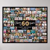 60e verjaardag 108 foto's zwart goud juichen voor  poster (Voorkant)