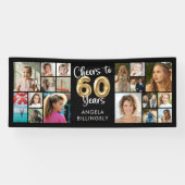 60e verjaardag 18 Photo Collage Hoera voor 60 jaar Spandoek (Horizontaal)