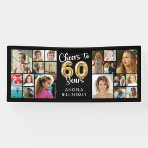 60e verjaardag 18 Photo Collage Hoera voor 60 jaar Spandoek