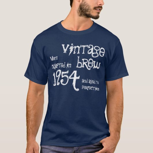 60e verjaardag 1954  Brew NAVY Blue T-shirt (Voorkant)