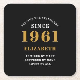 60e verjaardag 1961, speciaal gepersonaliseerd doo kartonnen onderzetters